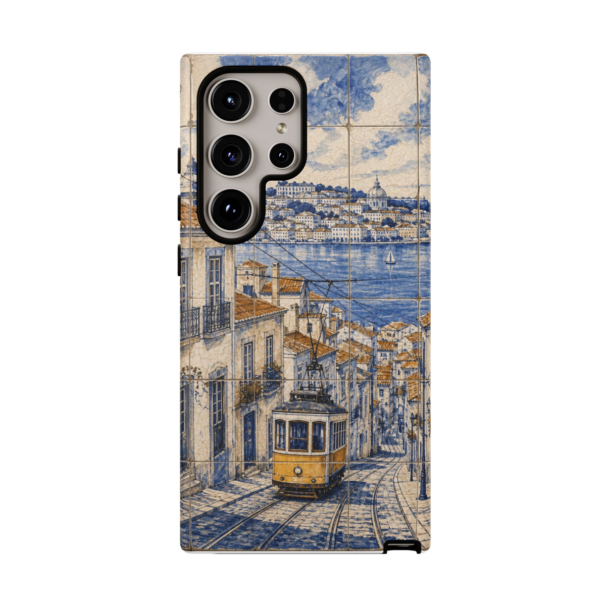 Lisbon Phone Case, Azulejo-Look Travel Art, Tough Protective Case, Matte or Glossy