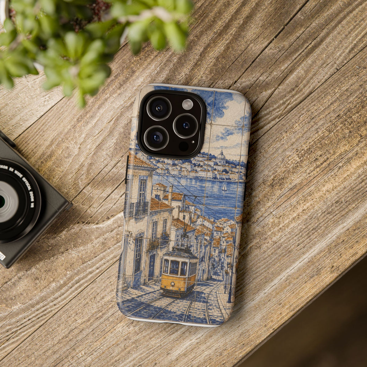 Lisbon Phone Case, Azulejo-Look Travel Art, Tough Protective Case, Matte or Glossy