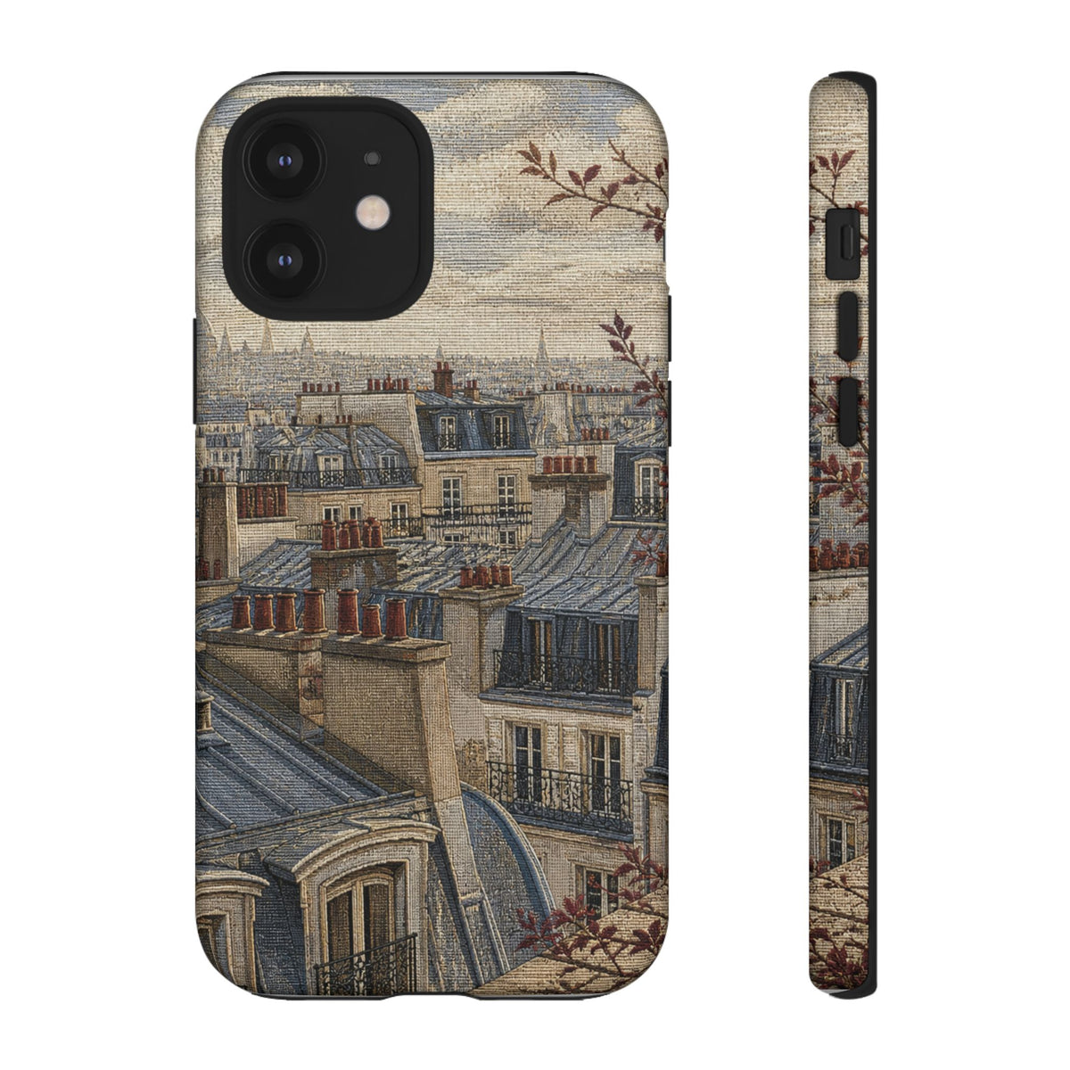 Paris Phone Case, Jacquard-Look Travel Art, Tough Protective Case, Matte or Glossy