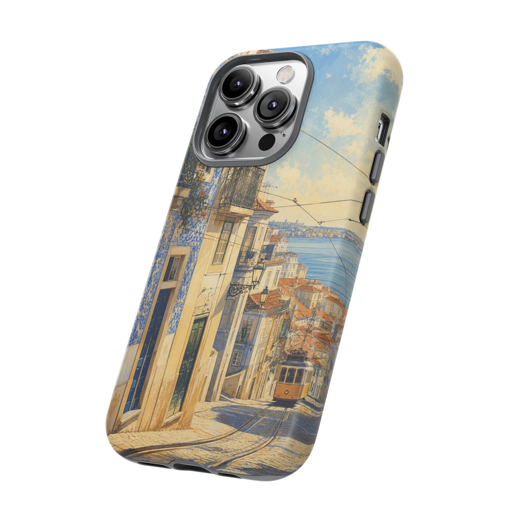 Lisbon Phone Case, Tram Street Travel Art, Tough Protective Case, Matte or Glossy