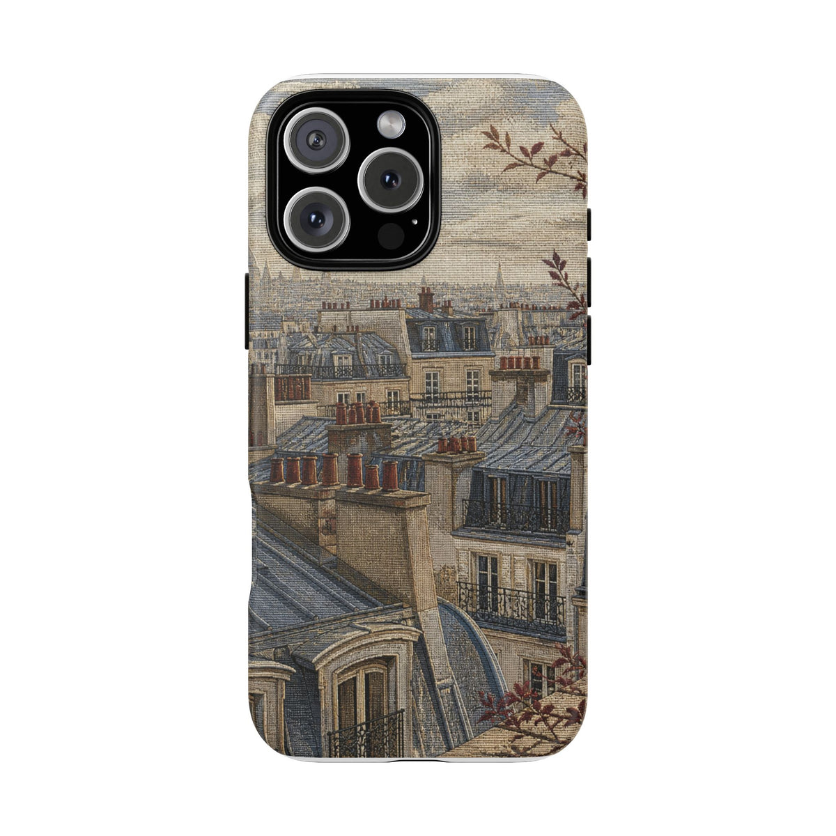 Paris Phone Case, Jacquard-Look Travel Art, Tough Protective Case, Matte or Glossy