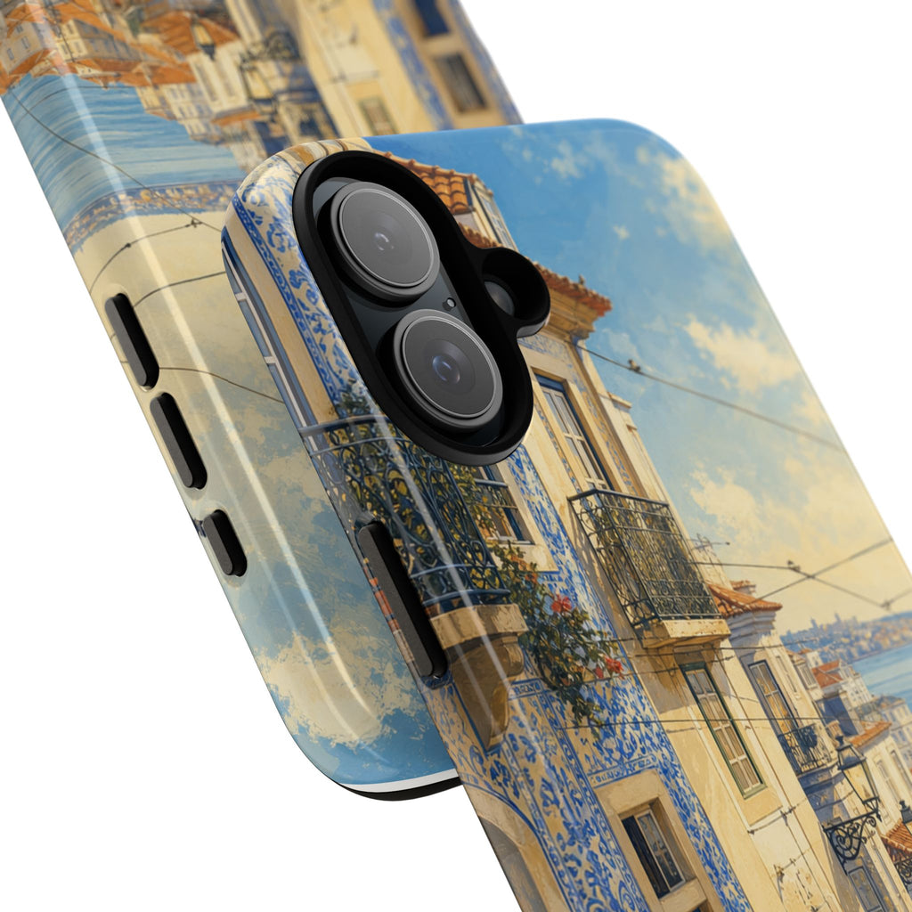 Lisbon Phone Case, Tram Street Travel Art, Tough Protective Case, Matte or Glossy