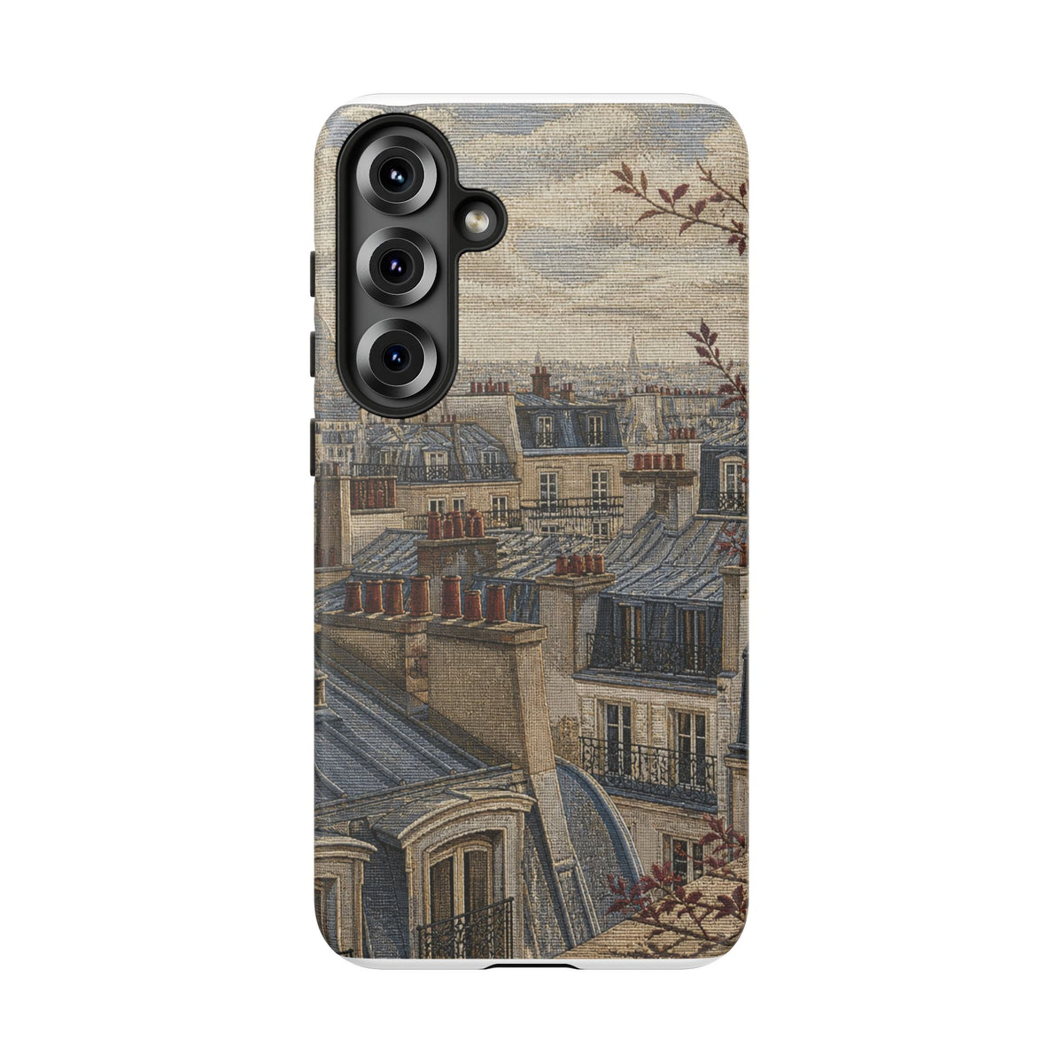 Paris Phone Case, Jacquard-Look Travel Art, Tough Protective Case, Matte or Glossy