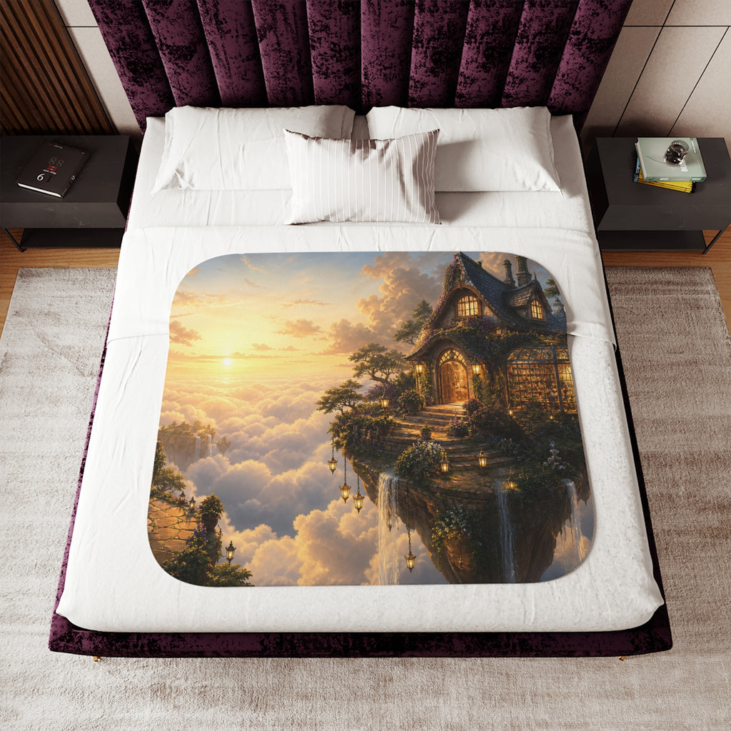 The House Above the Clouds Fantasy Sherpa Blanket
