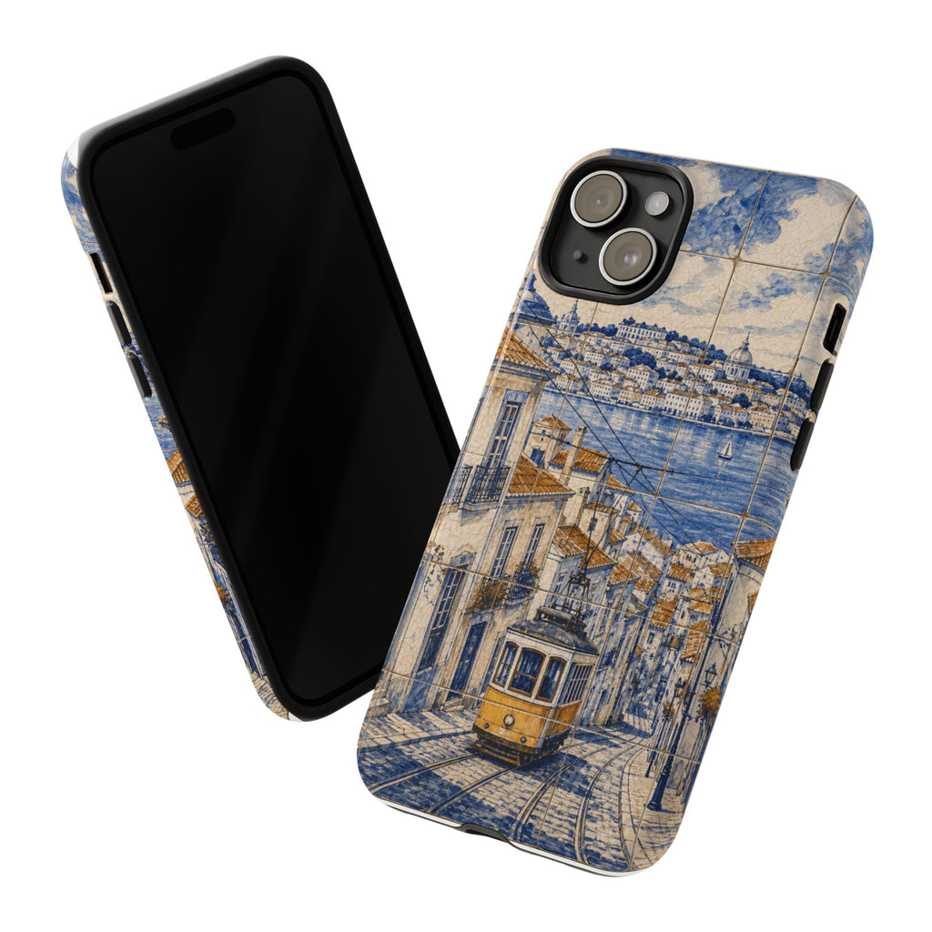 Lisbon Phone Case, Azulejo-Look Travel Art, Tough Protective Case, Matte or Glossy