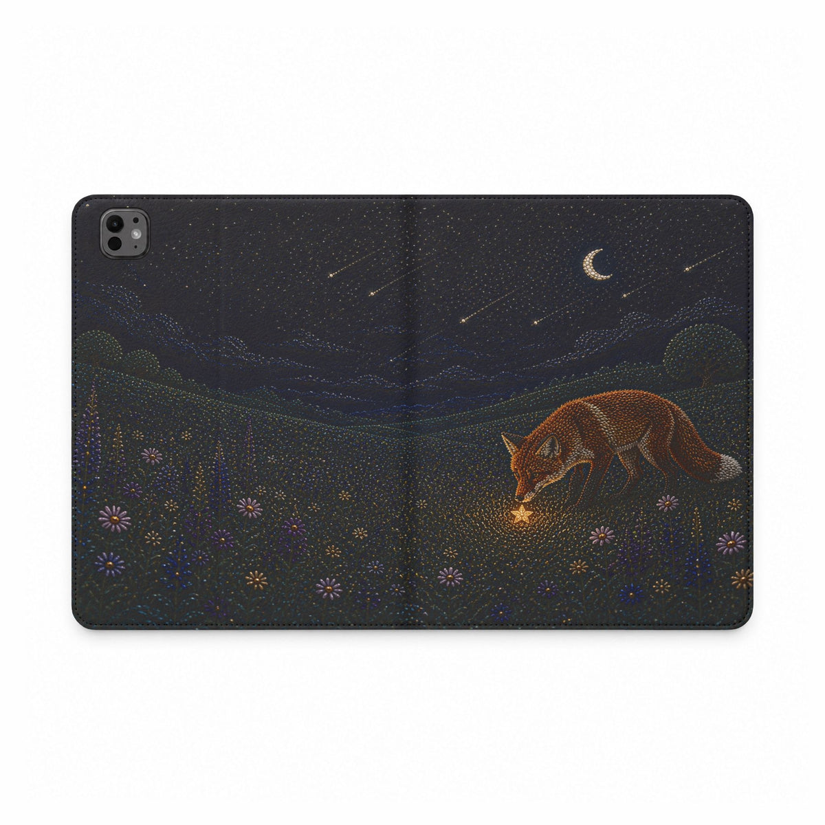 Fox iPad Case, Fox and the Falling Stars Folio, Vegan Leather Tablet Case with Card Pockets, Woodland Gift for Her