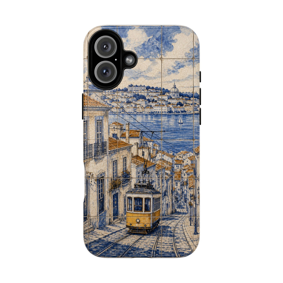 Lisbon Phone Case, Azulejo-Look Travel Art, Tough Protective Case, Matte or Glossy