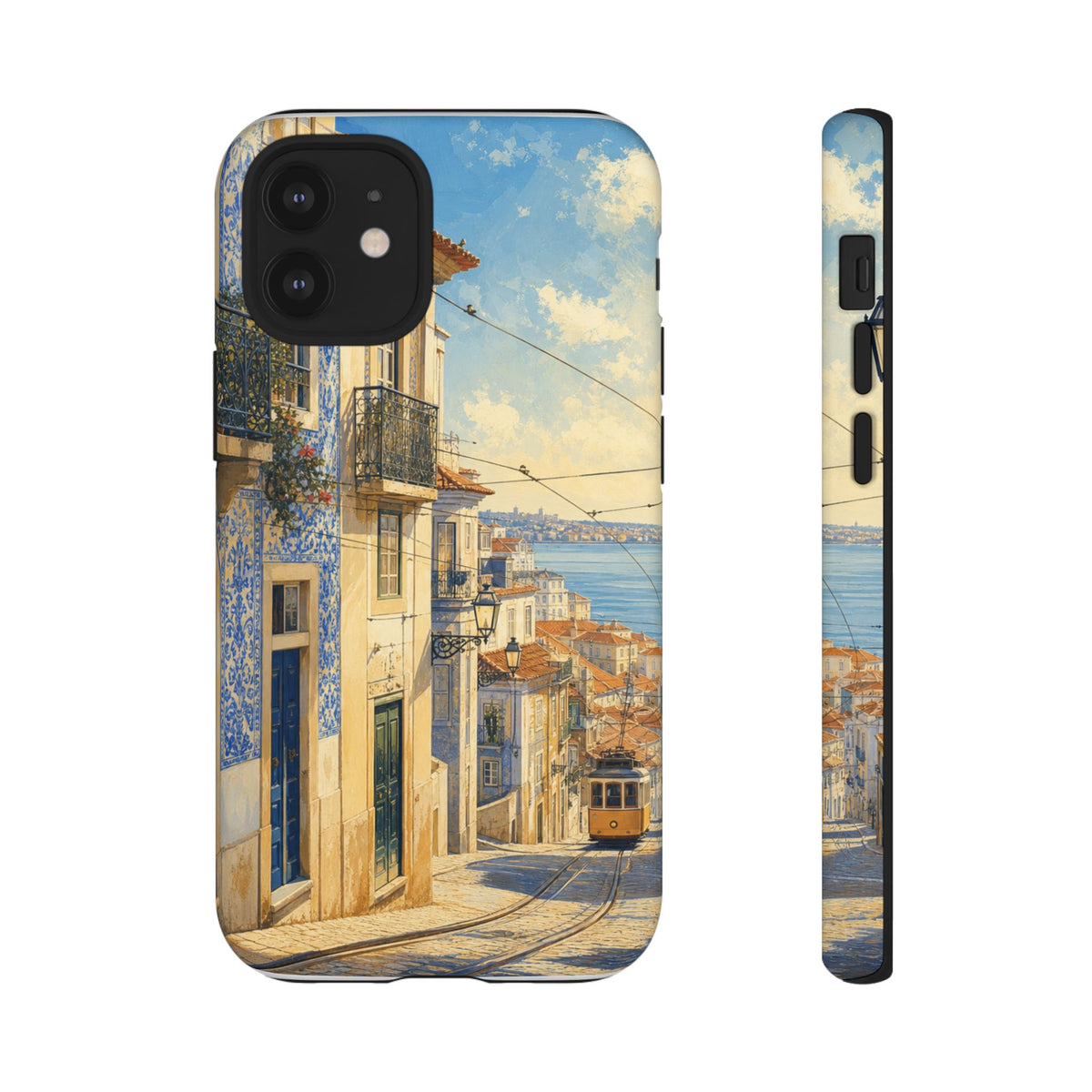 Lisbon Phone Case, Tram Street Travel Art, Tough Protective Case, Matte or Glossy
