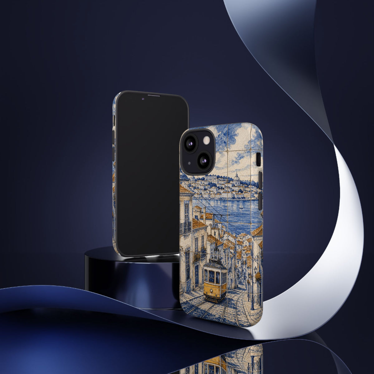 Lisbon Phone Case, Azulejo-Look Travel Art, Tough Protective Case, Matte or Glossy