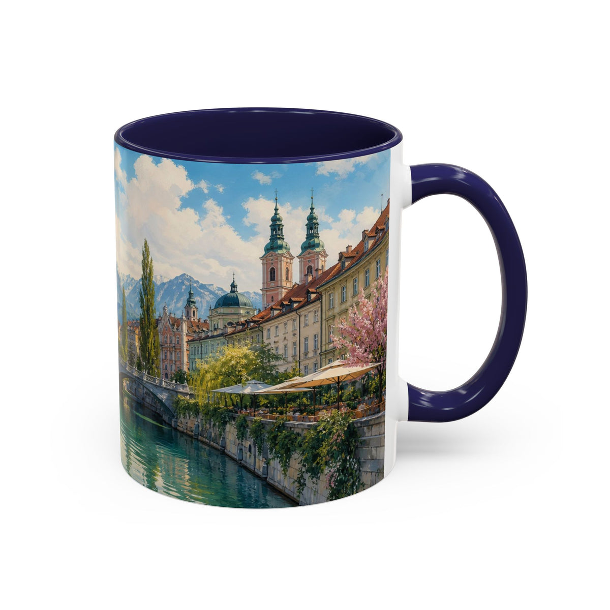 Bled & Ljubljana Accent Coffee Mug, Scenic Travel Art, 11oz 15oz