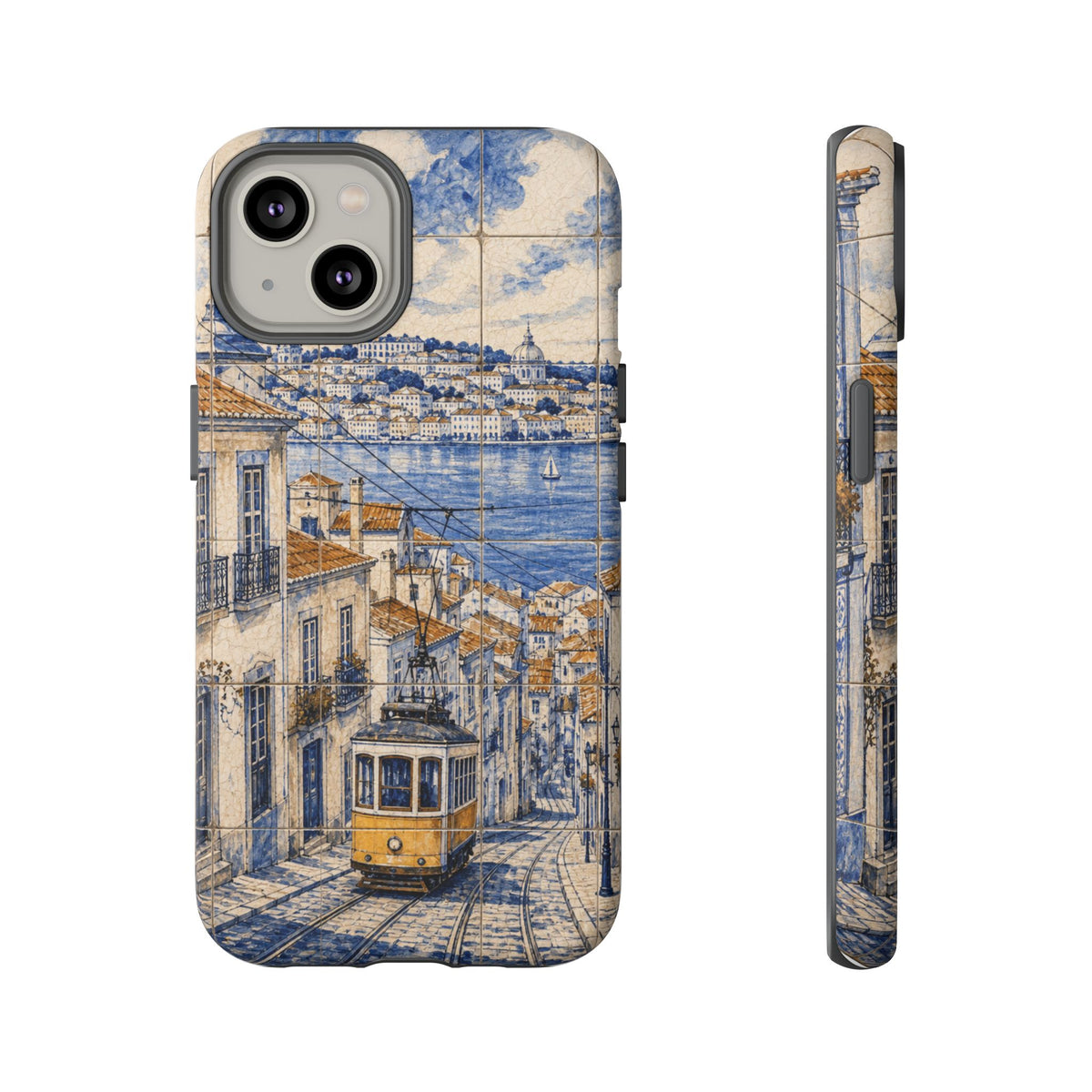 Lisbon Phone Case, Azulejo-Look Travel Art, Tough Protective Case, Matte or Glossy