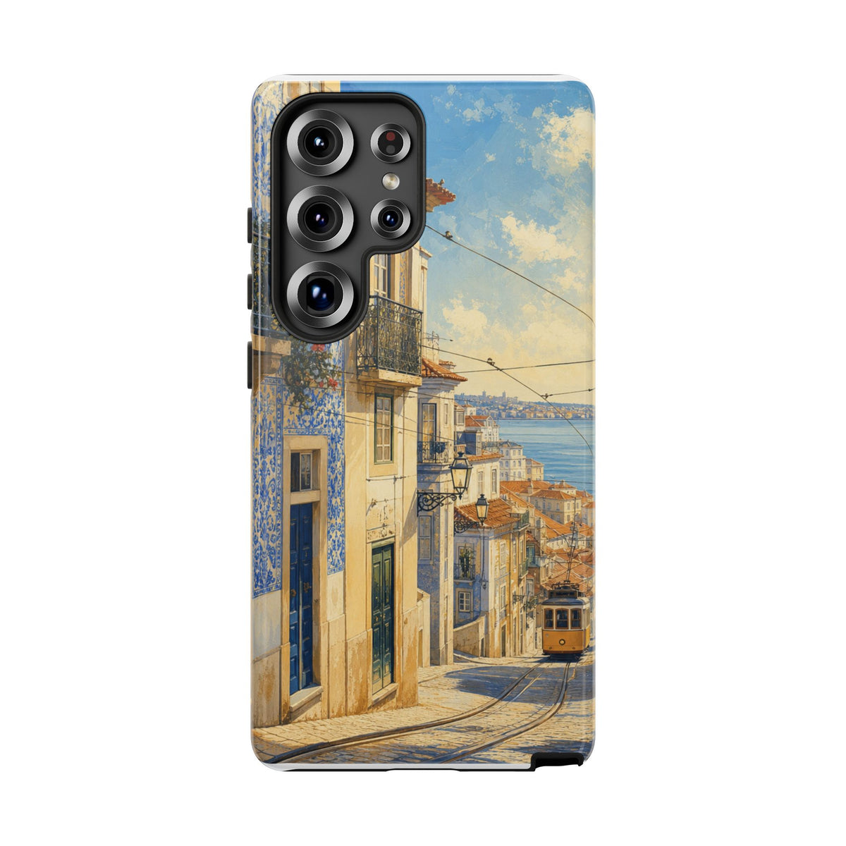 Lisbon Phone Case, Tram Street Travel Art, Tough Protective Case, Matte or Glossy