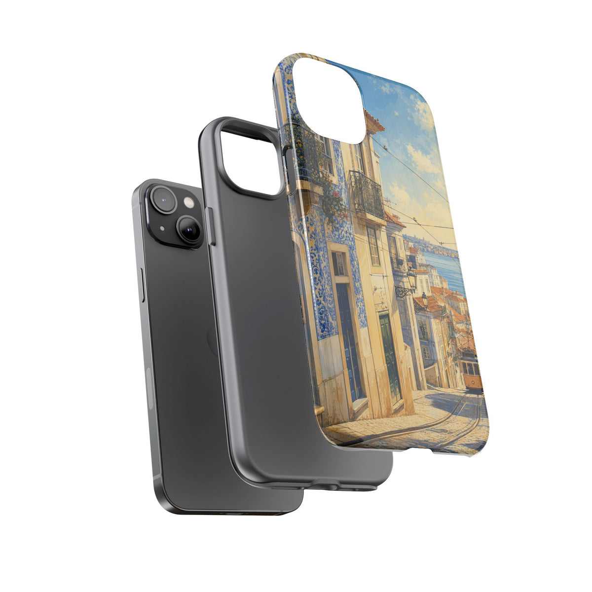 Lisbon Phone Case, Tram Street Travel Art, Tough Protective Case, Matte or Glossy