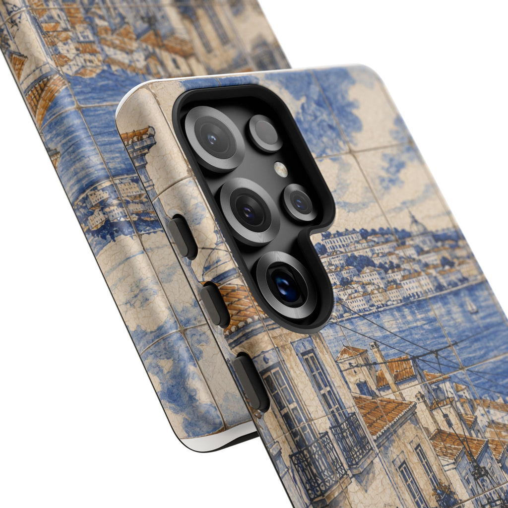 Lisbon Phone Case, Azulejo-Look Travel Art, Tough Protective Case, Matte or Glossy