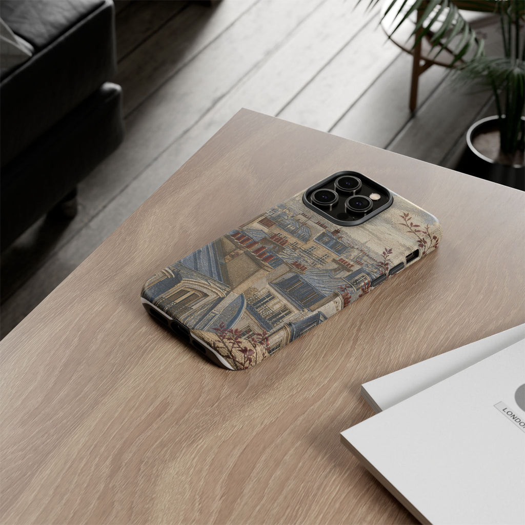 Paris Phone Case, Jacquard-Look Travel Art, Tough Protective Case, Matte or Glossy
