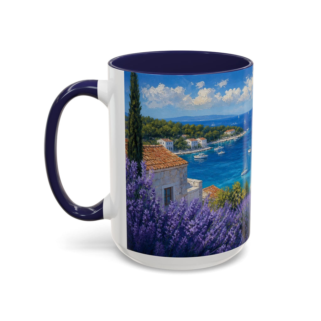Hvar & Split Accent Coffee Mug, Scenic Travel Art, 11oz 15oz