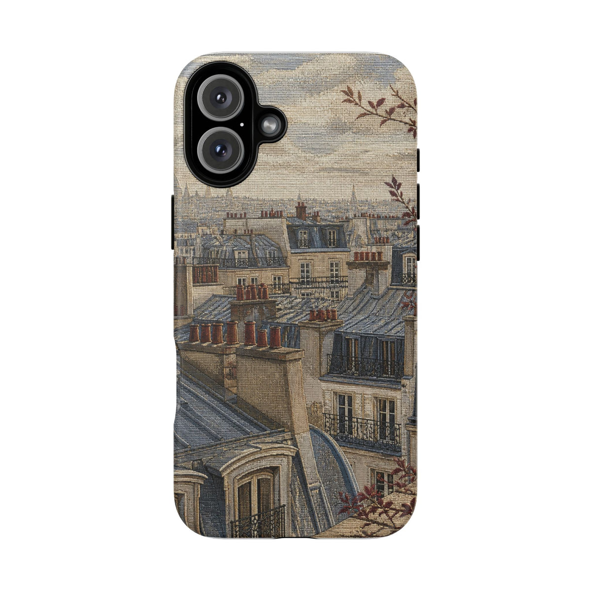 Paris Phone Case, Jacquard-Look Travel Art, Tough Protective Case, Matte or Glossy