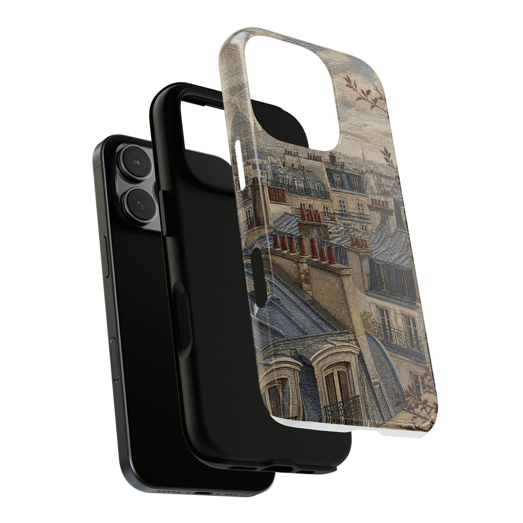 Paris Phone Case, Jacquard-Look Travel Art, Tough Protective Case, Matte or Glossy