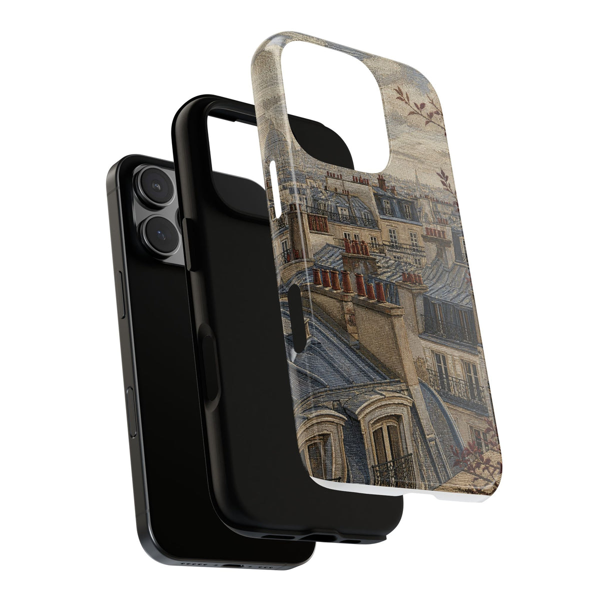 Paris Phone Case, Jacquard-Look Travel Art, Tough Protective Case, Matte or Glossy