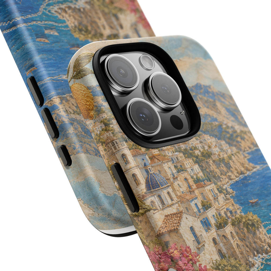 Amalfi Coast Phone Case, Fresco Embroidery-Look Art, Tough Protective Case
