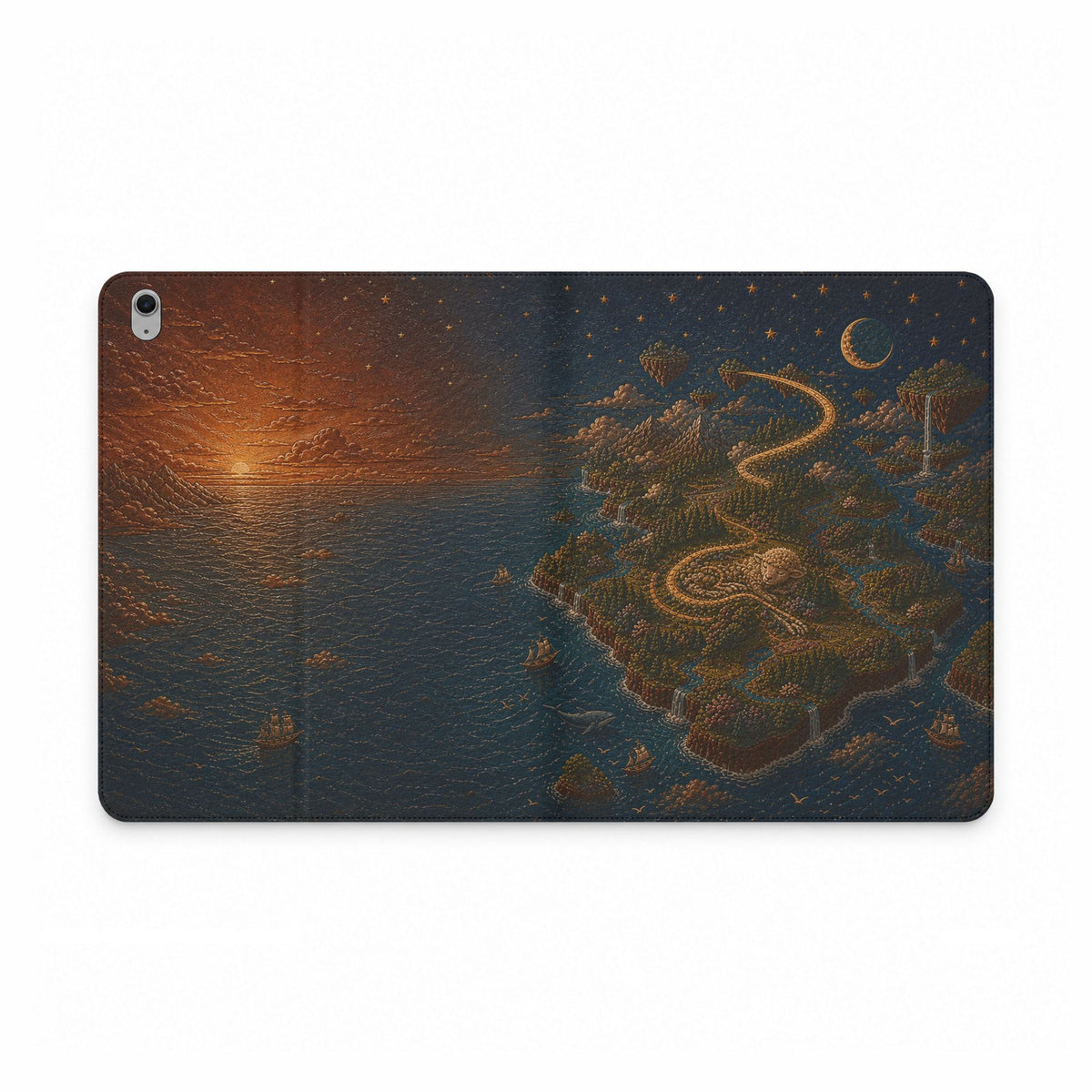 Map iPad Case, Map of Impossible Places Folio, Vegan Leather Tablet Case with Card Pockets, Fantasy Map Gift, Book Lover Gift