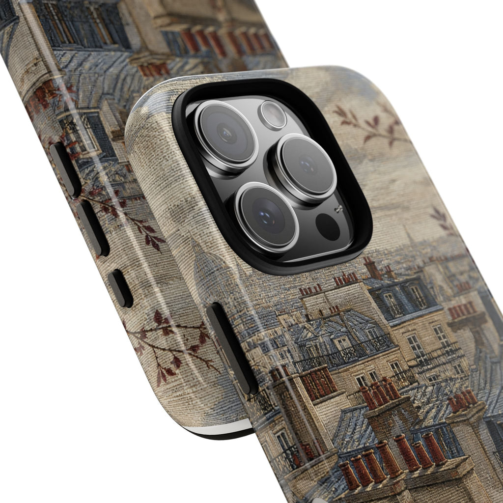 Paris Phone Case, Jacquard-Look Travel Art, Tough Protective Case, Matte or Glossy